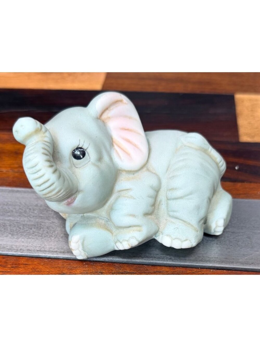 Vintage  Homco Ceramic Baby Elephant Laying Down Figurine #1400 Retired